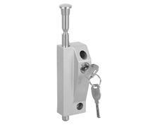 FOMIYES Spring Loaded Door Latch with Keyed Lock, Surface Mount Floor Bolt 7.4x1.6x1.6 Inches Silver, Anti-Theft Foot Lock for Sliding Patio Gate and Revolving Door Security