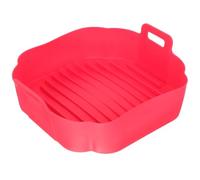 FOMIYES Square 8-inch Red Silicone Air Fryer Liner Mat, High Temperature Resistant Non-Stick Baking Tray, Reusable Air Fryer Basket Pad for Home Kitchen Cooking