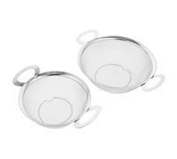 FOMIYES Stainless Steel Colander Rice Strainer Bowl, Double-Handled Fruit Washing Basket, Large Capacity, Silver, Draining Water, for Fruit and Vegetable Washing at Home