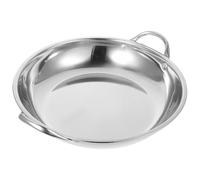 FOMIYES Stainless Steel Cooking Pan with Double Handles 33cm Flat Bottom Spill-Proof Pot for Home Cooking and Induction Cooker Use