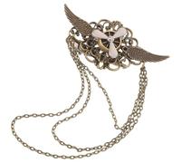 FOMIYES Steampunk Brooch Pin Vintage Wings Hair Clip with Chain Gothic Punk Hair Accessory Multi-use Metal Hairpin for Cosplay Parties Fashion Shows