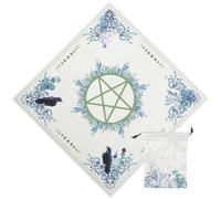FOMIYES Tarot Game Tablecloth with Green Plush Cloth Bag, Astrology Divination Desktop Cloth for Tarot Cards, Ritual Altar Table Cover Set for Card Reading and Game Accessories