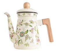FOMIYES Teapot Sturdy High Temperature Resistant 1.2l Capacity with Wooden Handle Enamel Stylish for Hand Brewing Coffee and Tea Lovers in Living Room