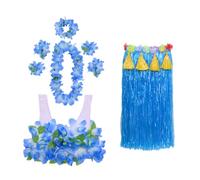 FOMIYES Thickened Hawaiian Grass Skirt with Cotton Flower Top and Accessories Break-resistant Luau Costume for Adult Tropical and Pool Parties