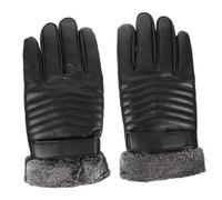 FOMIYES Touchscreen Winter Cycling Gloves for Men and Women Warm PU Leather and Plush Gloves with Burr Windproof Cuff Thickened Outdoor Riding for Running Training Black