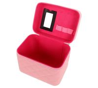 FOMIYES Travel Makeup Case Organizer in Pink Pu Leather with Mirror, Easy to Carry and Keep Cosmetics Organized, Stylish and Compact Makeup Bag for Women at Home the Go