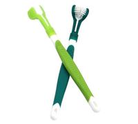 FOMIYES Triple Headed Pet Toothbrush Set 2pcs, Soft Bristles Dog Teeth Cleaning Brush for Oral Care, Sturdy Handle, Suitable for Dogs and Puppies Dental Hygiene
