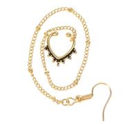 FOMIYES U-shaped Metal Nose Ring with Long Chain for Nose and Lip Piercing Stylish Gold Color Puncture Buckle Jewelry Elegant Body Accessory for Dance Party Club Beach Bar Style No