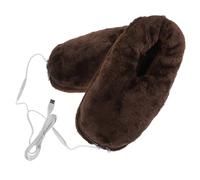 FOMIYES USB Heated Plush Slippers for Men and Women Warm Electric Foot Warmers with Soft Plush Lining USB Charging for Office Workers Students and Gamers in Cold Weather Coffee Color