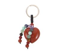 FOMIYES Valentine’s Day Heart Shaped Crystal Keychain Natural Red Jasper Stone Love Charm Keyring Accessory for Women Bag Pendant