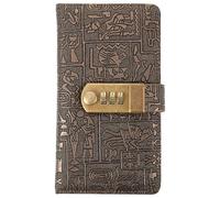 FOMIYES Vintage A6 Password Diary Notebook with Lock, 200-page Thick Imitation Leather Journal for Travel, Business, and Student Writing