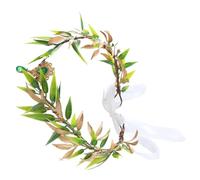 FOMIYES Vintage Baroque Green Leaf Crown Headband with Rhinestone Pendant Elegant Bridal Hair Accessory for Wedding Cosplay and Festival Headdress