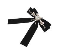FOMIYES Vintage Black Rhinestone Bow Brooch Pin Sparkly Jeweled French Lapel Pin for Women Elegant Retro British Style Scarf Cardigan Wedding Accessory