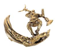 FOMIYES Vintage Brass Drifting Monk Figurine Chinese Warrior Statue Desk Ornament Small Buddha Sculpture Feng Shui Home Decor Accent for Tabletop Display