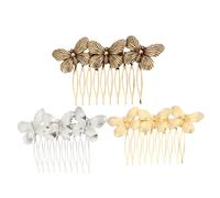 FOMIYES Vintage Butterfly Hair Comb Set 3pcs Retro Alloy Headdress for Bride Wedding Side Clips in Gold, Silver, and Antique Bronze Colors