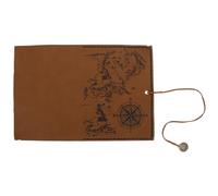 FOMIYES Vintage Canvas Makeup Brush Holder Bag, Large Capacity Roll-Up Cosmetic Pouch with Retro Treasure Map Pattern, Portable Travel Storage Organizer in Matte Dark Coffee