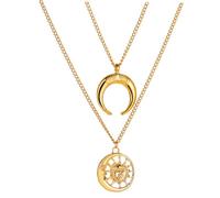 FOMIYES Vintage Double Layer Metal Necklace Stylish Delicate Neck Pendant Charming Chain for Women Fashionable Gift Accessory