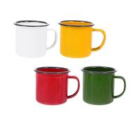 FOMIYES Vintage Enamel Mug Set 4pcs Reusable Tea Cup for Home Daily Use Tea Coffee Milk Hot or Cold Drinks