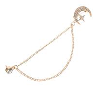 FOMIYES Vintage Full Rhinestone Moon Brooch Pin with Tassel Chain British Style Lapel Corsage for Women Lightweight Safety Pin for Jackets Scarves Cardigans Elegant Crystal Embellished