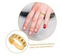 FOMIYES Vintage Mahjong Lucky Ring for Women Creative Feng Shui Statement Band Chinese Wealth and Prosperity Jewelry Comfortable Index Finger Fit Unique Birthday