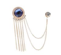 FOMIYES Vintage Retro Brooch with Imitation Gemstone and Chain Elegant Lapel Pin Badge for Mens Suits and Coats Stylish Tassel Accessory for Shirts Bags and Special Occasions