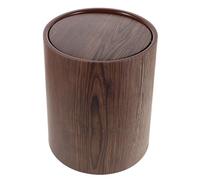 FOMIYES Vintage Wood Grain Trash Can with Swing Lid, Medium Walnut Compost Bin for Office Bedroom Bathroom, Large Capacity Wastebasket Suitable for Home and Hotel Use