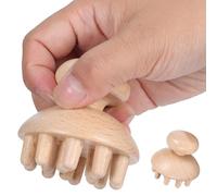 FOMIYES Wood Therapy Scalp Massager, Mushroom Wooden Head Massage Tool for Hair Growth & Stress Relief, Manual Meridian Comb for Acupoint Pressure & Body Gua Sha, Natural Beech Wood
