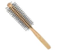 FOMIYES Wooden Round Hair Styling Brush for Curly and Thick Hair Nylon Bristles Blow Drying Comb with Non Slip Schima Handle Curl Brush for Volume and Easy Styling