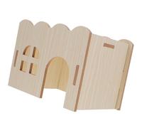 FOMIYES Wooden Wave House Hamster Hideout with Curved Ramp, Single Room Small Animal Habitat, Multi-functional Guinea Pig Bed and Hideout for Cage Accessories