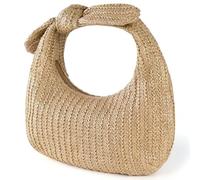 FOMIYES Woven Handba with Bow Knot Portable Shoulder Bags for Women Lightweight Clutch for Seaside Casual Use And Travel Picnic 9. 44x5. 11x1. 96 Inch