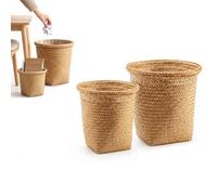 FOMIYES Woven Trash can Straw Waste Paper Bin Lightweight Decorative Storage Basket for Bedroom Bathroom Office Toy and Sundries Organizer