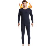 Fomolom Mens Thermal Underwear Set Winter Base Layer Top & Bottom Ultra Soft Long Johns Pant Sets Men Gifts with Box Navy X-Large