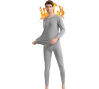 Fomolom Mens Thermal Underwear Set Winter Base Layer Top & Bottom Ultra Soft Long Johns Pant Sets Men Gifts with Box Grey Large