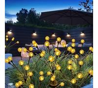 FOMOMDI Firefly Solar Garden Lights, 10 LED Crystal Ball Sway by Wind, Outdoor Fairy Lights for Yard Patio Flower Bed Pathway Wedding Halloween Christmas Holiday Decoration (Warm, 1 Pack)