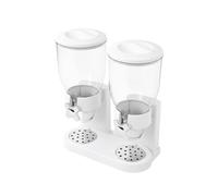 Fomora Double Cereal Dispenser Dry Food Dispenser Control Storage Container Great For Cornflakes, Candy, Nuts, Beans, Granola Kitchen Storage Food Dispensers (White)