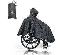 Fonakei Waterproof Wheelchair Poncho, Windproof Rain Poncho for Wheelchair Mobility Scooter Wind Proof Cape (Black)