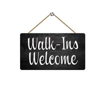 FONALO Rustic Wood Decor Sign - Walk-Ins Welcome - 6x12 inches - Wall Mount - Black Wood Sign