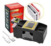 FONBEAR 2 Deck Automatic Card Shuffler - USB & Battery-Operated Electric Shuffler (Playing Card Included) - Great for Home & Tournament Use for Classic Poker & Trading Card Games - Casino Equipment