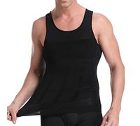 FONCBIEN Compression Vest Men, Slimming Mens Vests Seamless and Comfortable Compression Tops for Men Belly Fat Burner Tummy Control (UK, Alpha, M, Regular, Regular, Black)