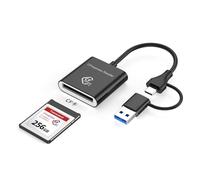 Foncent CFexpress Type B Card Reader 10Gbps USB 3.2 Gen 2, Dual USB-C & A Aluminum Adapter, High-Speed OTG Memory Reader for iPhone 17/16/15, MacBook, iPad, Android, Windows & Linux