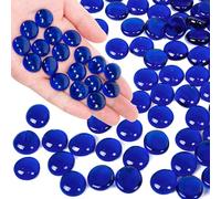 Foncomy Blue Flat Glass Marbles, 500g Transparent Vase Filler Pebbles Gems, Decorative Glass Beads for Vases, Table Scatter, Crafts, Floral, Mancala Stones, Centerpieces, Aquarium Rocks for Fish Tank