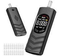 FONCOOD Alcohol Breathalyser UK, 0-0.300% BAC Range, 100 Groups Data Storage, 20 Disposable Mouthpieces,High Precision Drink Tester with LCD Screen for Drivers, Home & Party (Batteries Not Included)