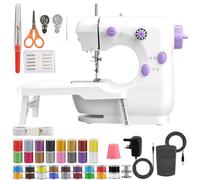 FONCOOD Beginner Sewing Machine for Kids & Adults, 42 Pcs Sewing Kit Included, 2-Speed, Lightweight Portable Electric Sewing Machine for Home DIY, Crafts, Mending, Repairing - Purple & White
