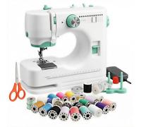 FONCOOD DIY Craft Sewing Machine, 12-Stitch Portable Electric Machine for Beginners, with 14 Bobbins & Accessories Kit, Perfect for Handmade Gifts, Fashion & Art Projects (White and Green)