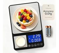FONCOOD Dual Platform Kitchen Scales, High Precision,15kg/1g & 500g/0.01g Food Scale, 7 Units,Tara, Summation, Auto-Off, LCD Display Perfect for Cooking, Baking, Jewelry (Batteries Included)