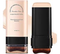 Fond De Teint CrèMe Avec Pinceau,Correcteur Et Contour Double TêTe Longue Tenue, RéSistant à L'Eau, Fini Mat Naturel (Couleur Naturelle)