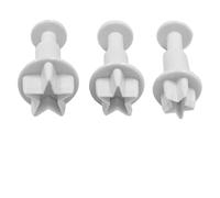 Fondant Cutters, 3Pcs White Five-Pointed Star Plunger Cookie Cutter Set, Cake Decorating Tools for Fondant, Modeling Paste, Cookie Dough, DIY Spring-Loaded Embossing & Cutting Tools for Baking