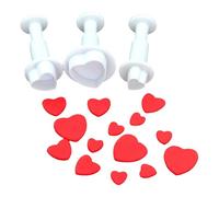 Fondant Cutters, 3Pcs White Heart Plunger Cookie Cutter Set, Cake Decorating Tools for Fondant, Modeling Paste, Cookie Dough, DIY Spring-Loaded Embossing & Cutting Tools for Baking