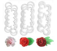 Fondant Icing Tool, 9Pcs Roses Carnations Peony 3D Petal Cake Cutter Flower DIY Baking Accessories