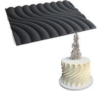 Fondant Impression Mat, 3D Cake Border Embossed Decorating Molds Wave Texture Design Silicone Cake Decorating Supplies for DIY Sugarcraft Paste Cupcake Baking Supplies